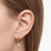 Close-up of the Lelice Lou Clover Earrings in gold on the ear