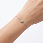 Close-up of the Lelice Louise Clover Bracelet in silver on the wrist