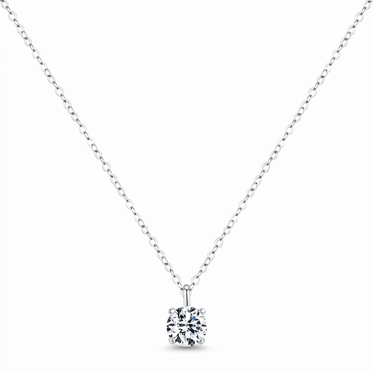 Lelice silver solitaire pendant necklace Marianne on a white background