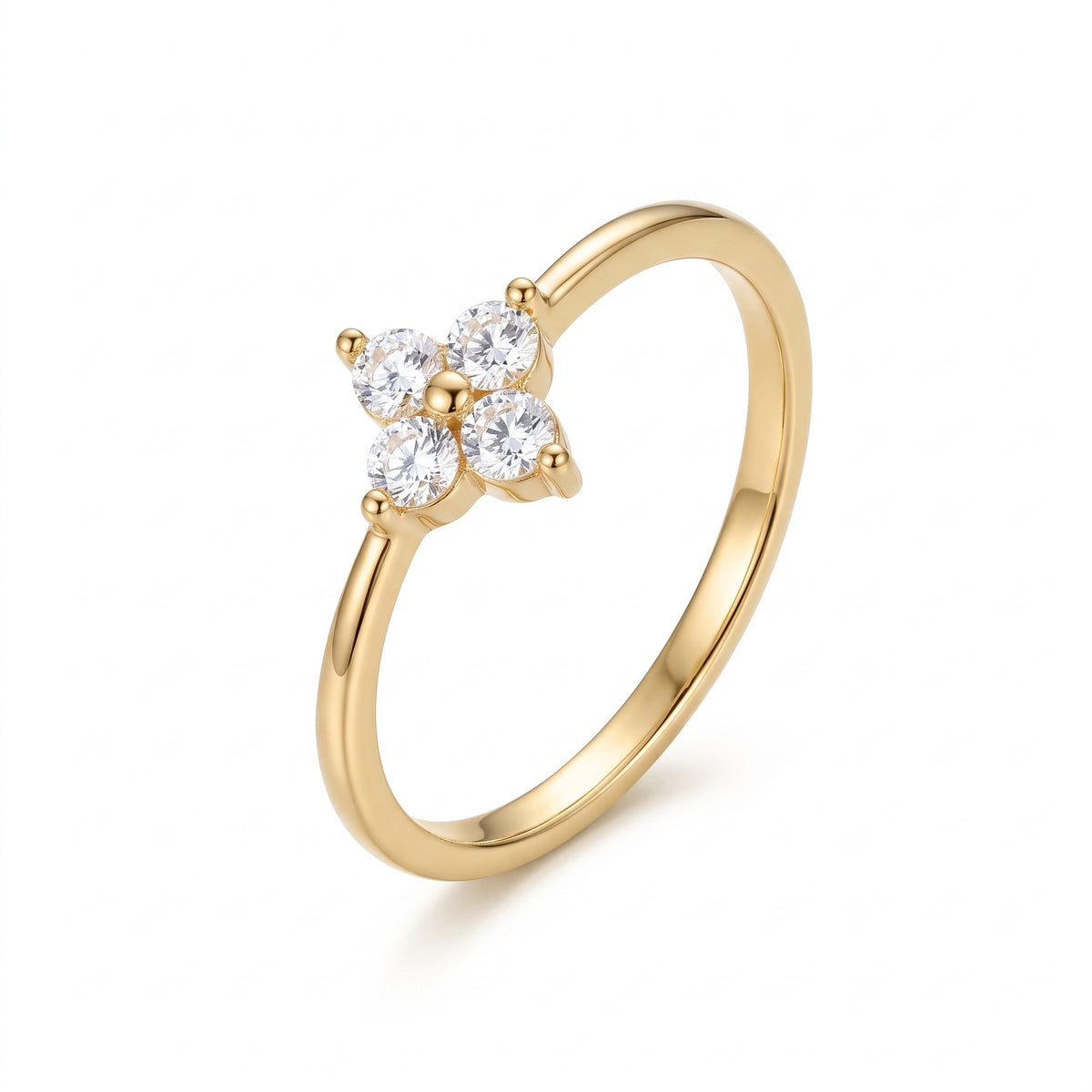 Lelice gold crystal clover ring Mathilde on a white background