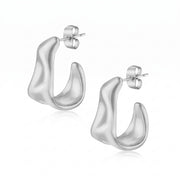 Lelice Maya Ripple Silver Hoops on a white background