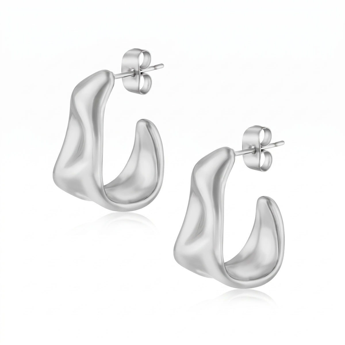 Lelice Maya Ripple Silver Hoops on a white background