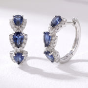 Lelice Midnight Sapphire Hoops in silver on a white background