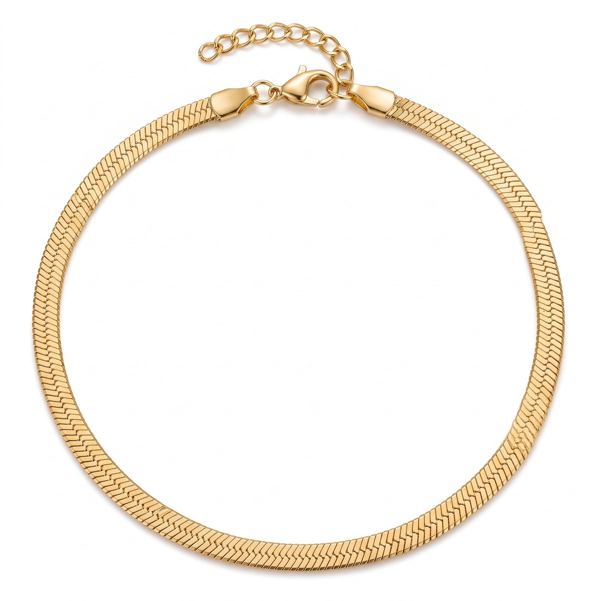 Lelice Mila Herringbone Anklet in gold on a white background