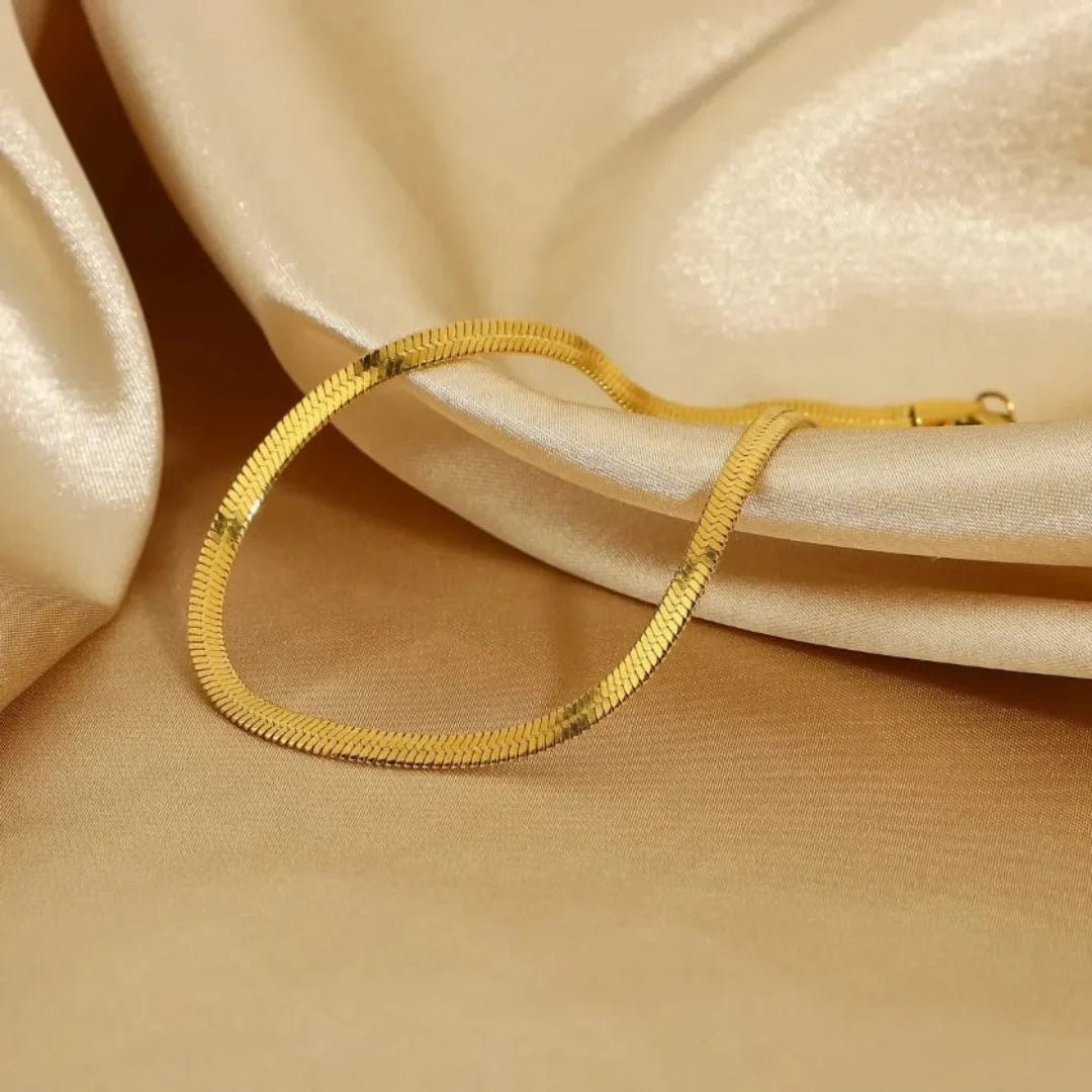 Mila Herringbone Anklet - Lelice Jewelry