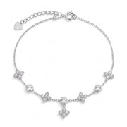 Lelice Nia Silver Clover Anklet on a white background
