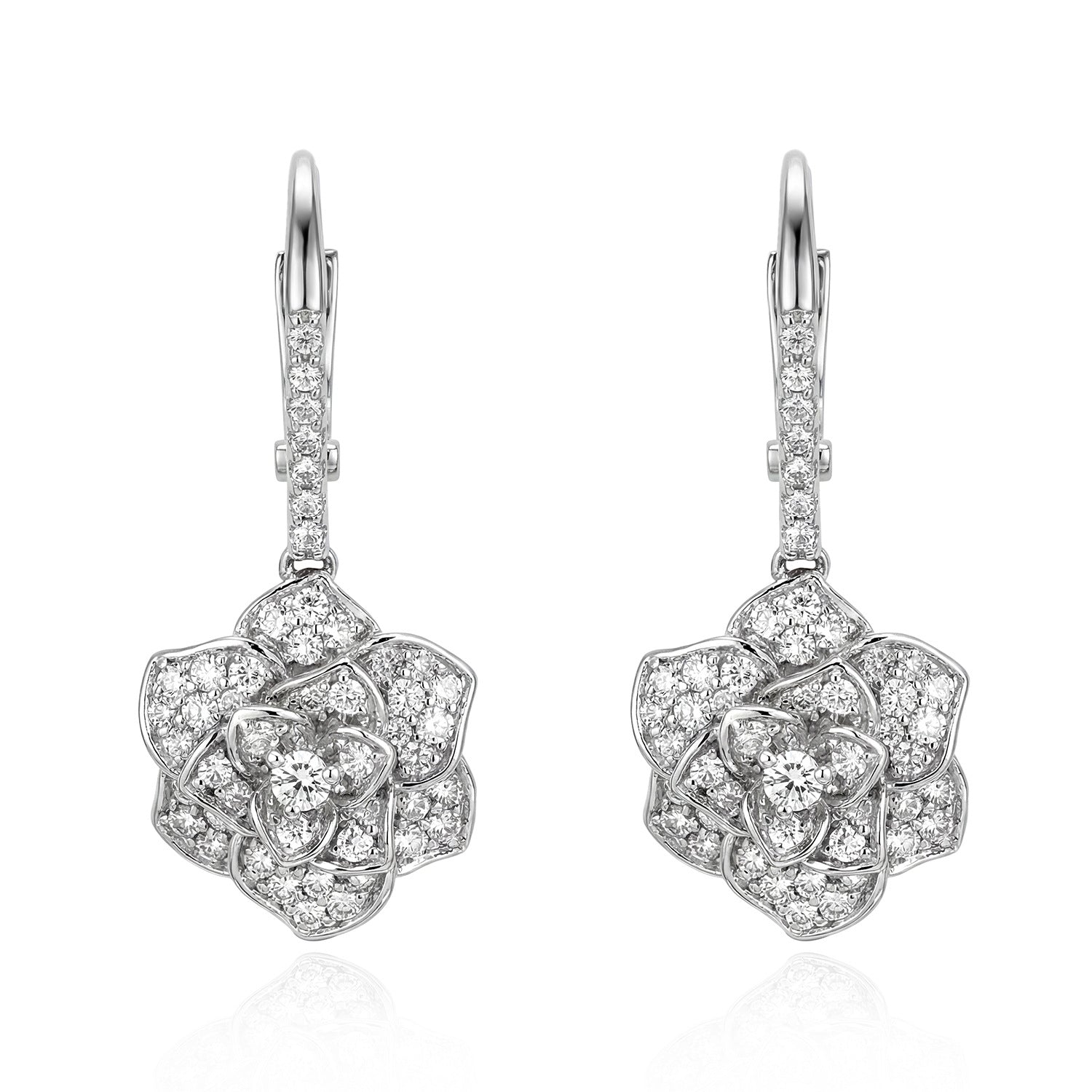Crystal Rosette Silver Earrings