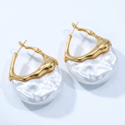Lelice Perla Gold Baroque Pearl Chunky Hoop Earrings on a white background