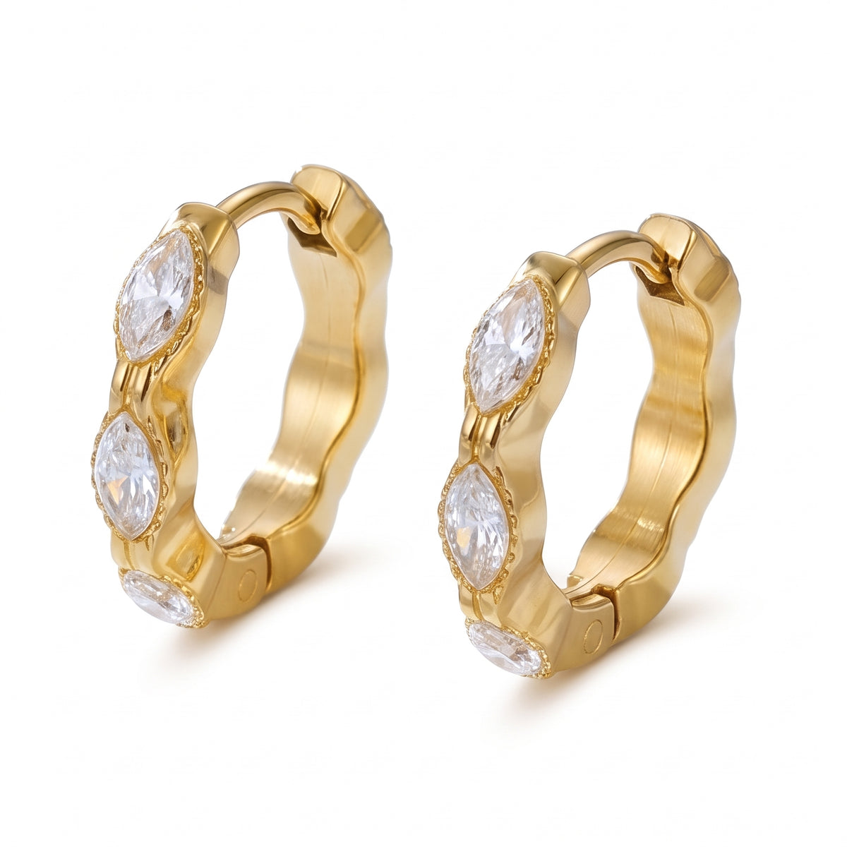 Lelice Petite Luxe Huggies in gold on a white background