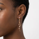 Close-up of the Lelice Santorini Blush Drops in gold on the ear