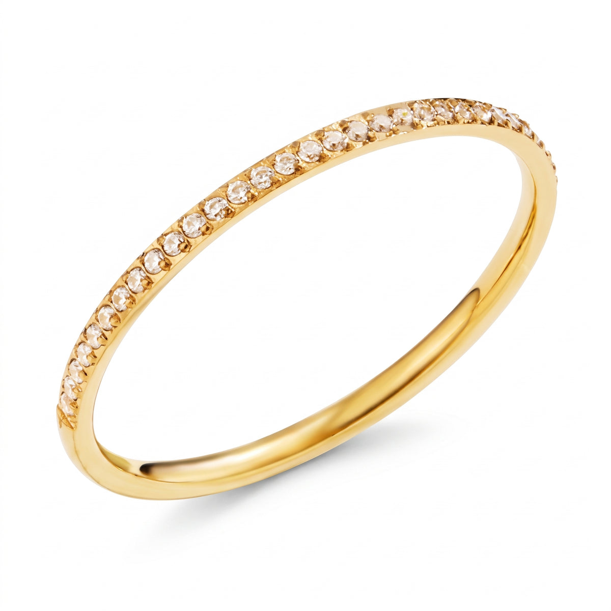 Lelice gold crystal pavé band ring Solène on a white background