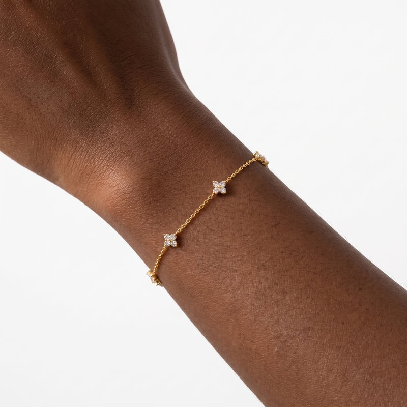 Close-up of the Lelice Sophie Dainty Bracelet in gold on the wrist