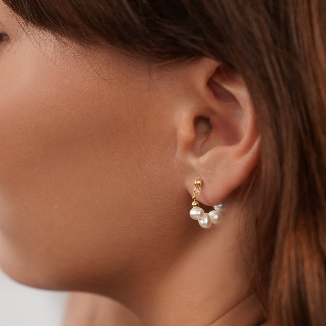 Sophie Pearl Hoops - Earrings - Lelice Jewelry
