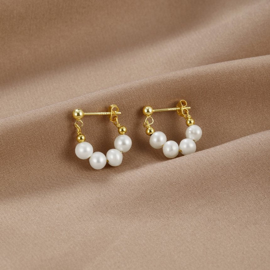 Sophie Pearl Hoops - Earrings - Lelice Jewelry