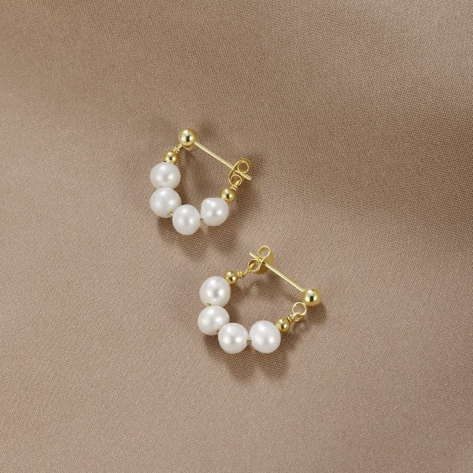 Sophie Pearl Hoops - Earrings - Lelice Jewelry