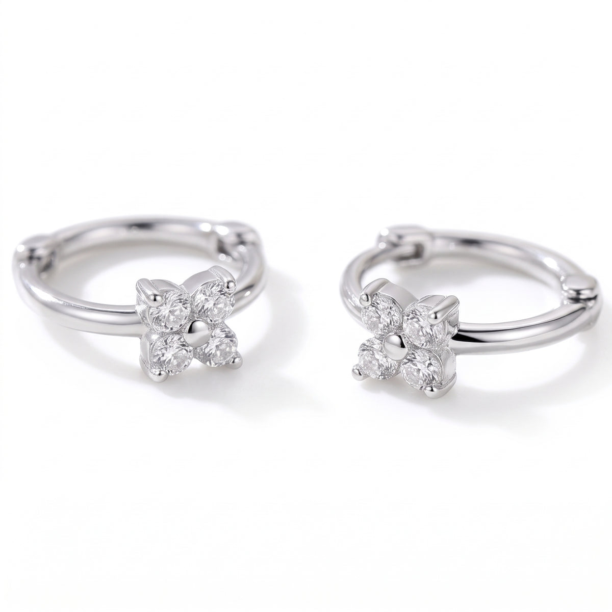 Lelice Sparkle Silver Hoops on a white background