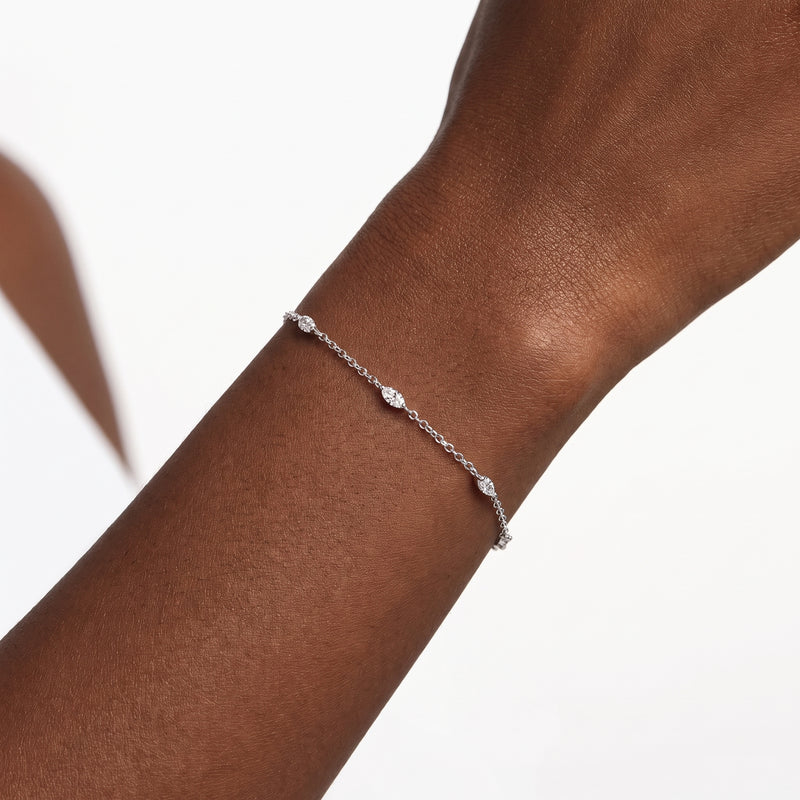 Close-up of the Lelice Sylvie Silver Bracelet on the wrist