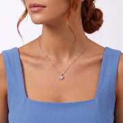 Close-up of the Lelice Sylvie Silver Necklace at the collarbone