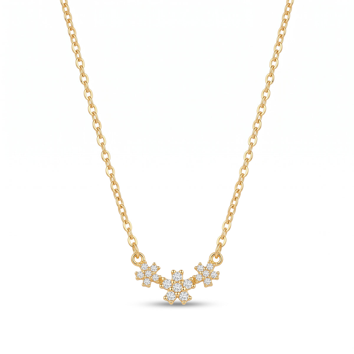 Lelice Blossom Trio Necklace in gold on a white background