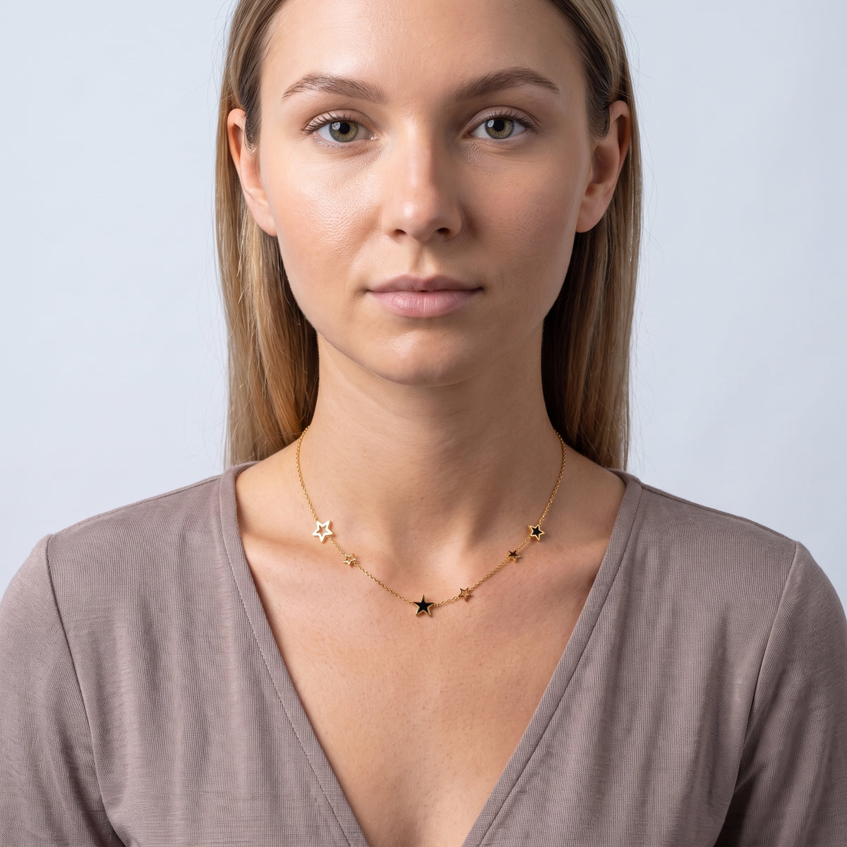 Portrait of a woman wearing the Stardust Choker
