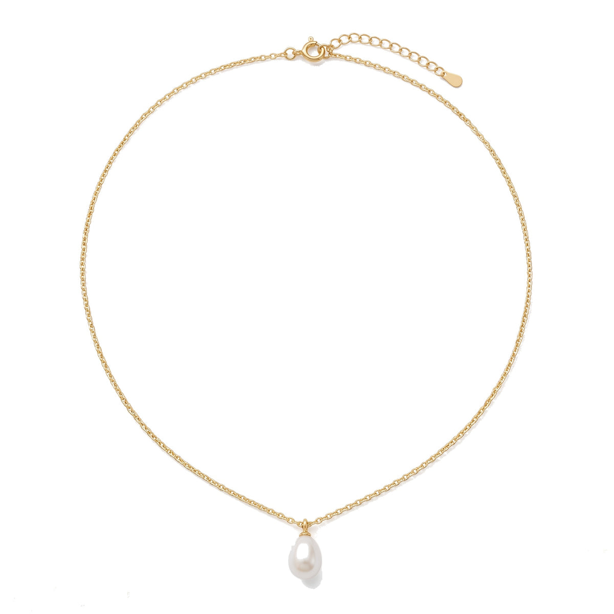 Lelice Teardrop Pearl Necklace in gold on a white background