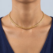 Close-up of the V-Link Choker resting on the skin