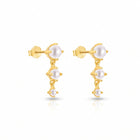 Lelice Trinity Pearl Drops in gold on a white background