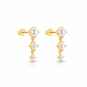 Lelice Trinity Pearl Drops in gold on a white background
