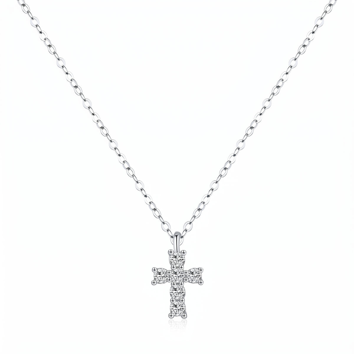 Lelice Zara Cross Necklace in silver on a white background